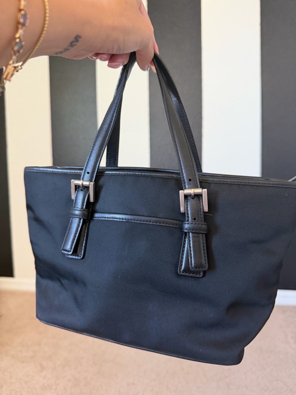 Coach Vintage Nylon Tote Bag Black Y2K Lightweight Shoulder Bag Style 7047 🖤 - Picture 9 of 15